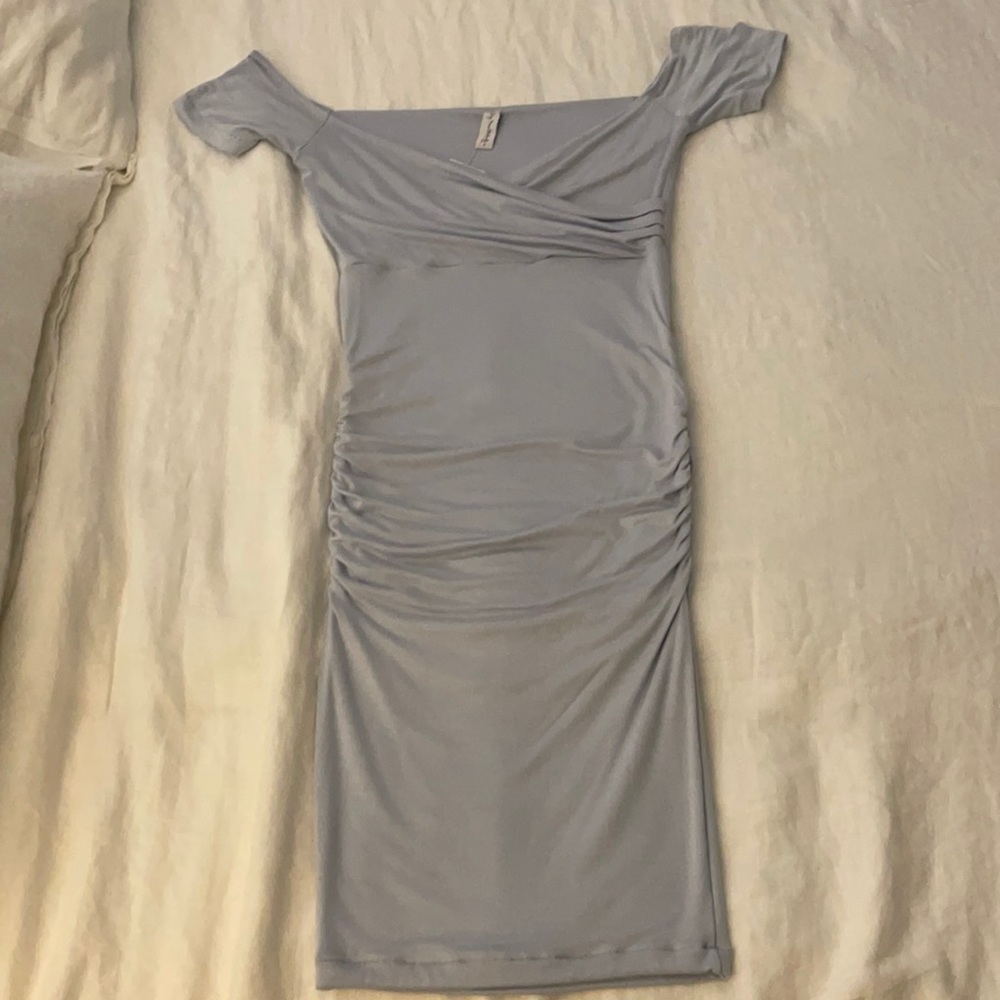 NWT sexy mama maternity baby shower blue dress